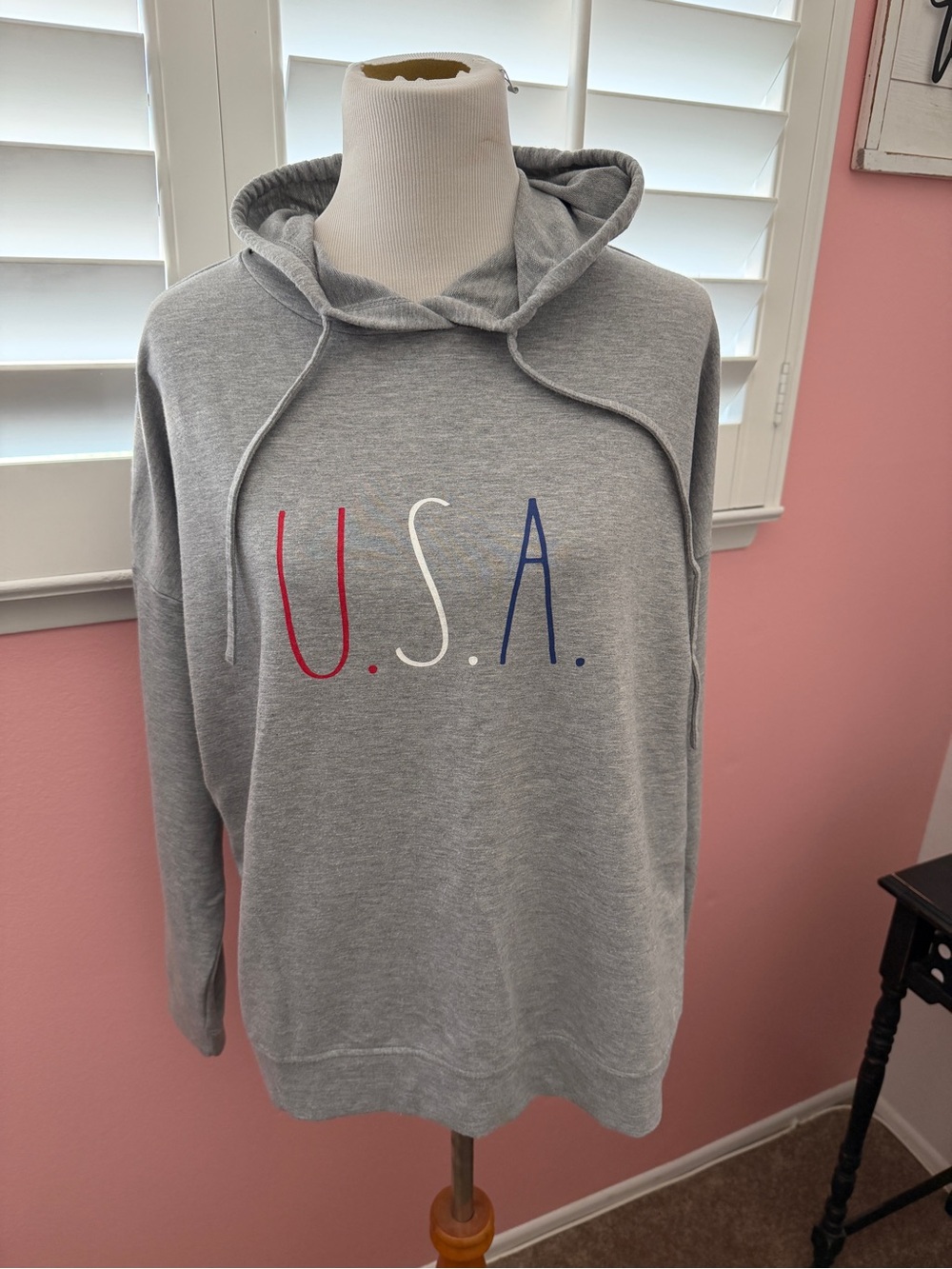 Rae Dunn Gray Hooded Pullover